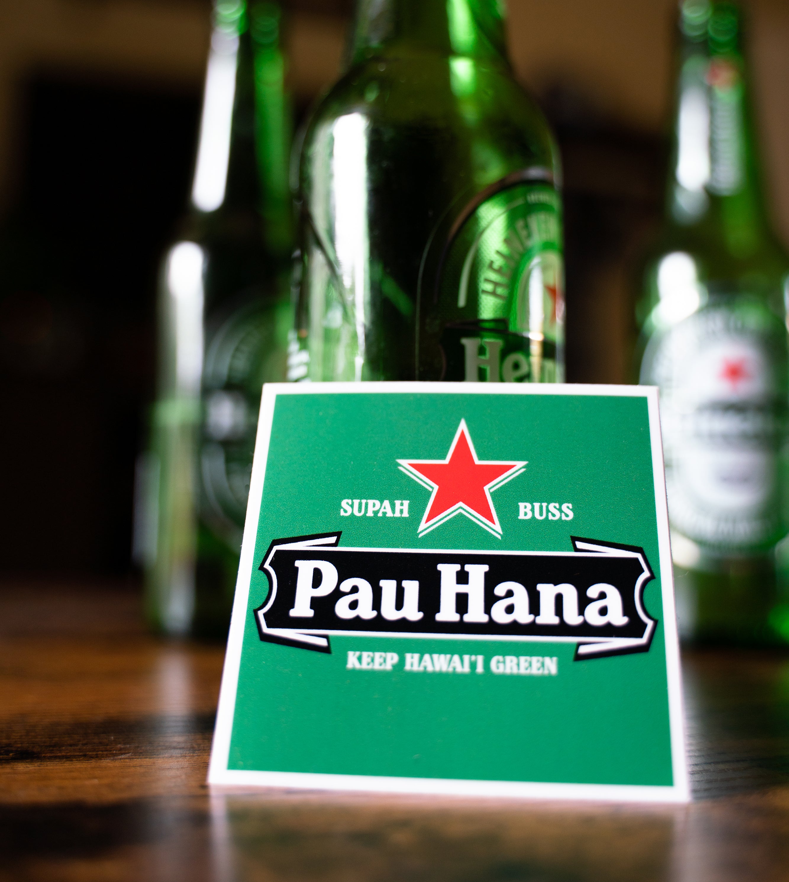 Pau Hana Green Bottle Stickah